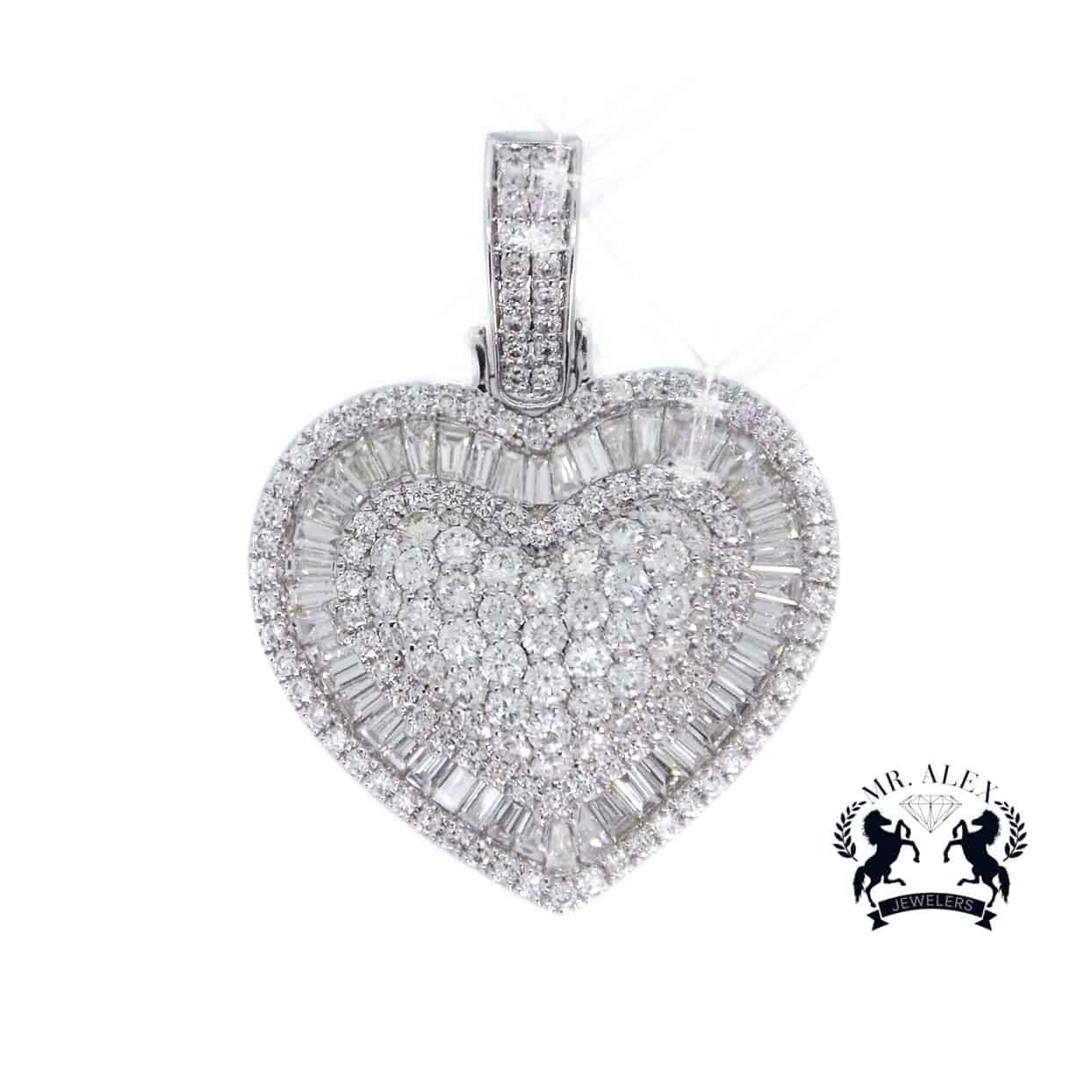 14k Two 3D Diamond Hearts 2.08ct White Gold - Mr. Alex Jewelry