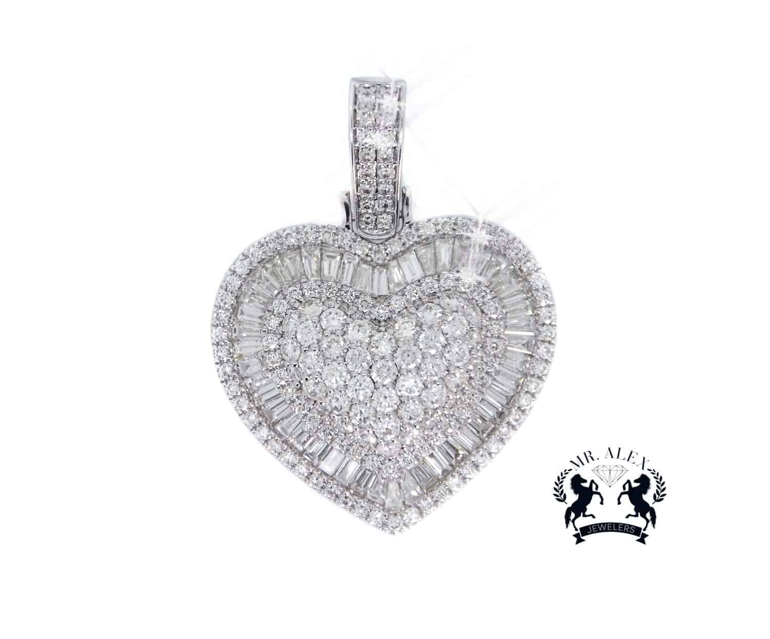 14k Two 3D Diamond Hearts 2.08ct White Gold - Mr. Alex Jewelry