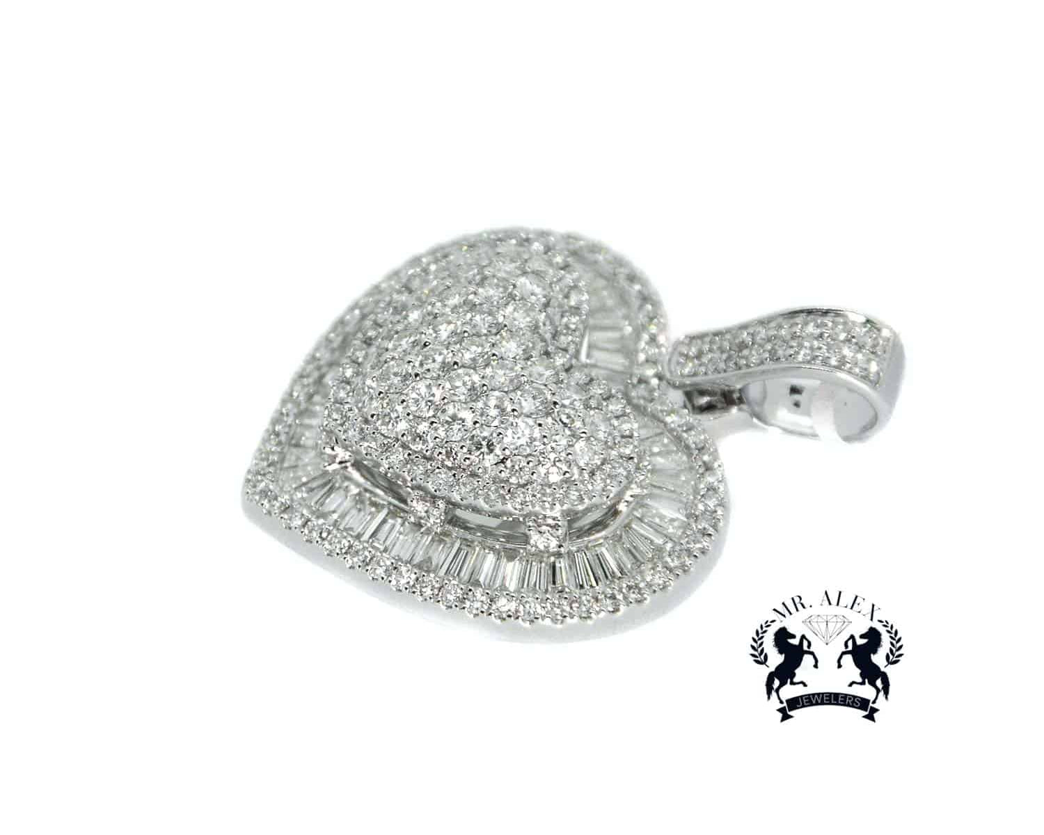 14k Two 3D Diamond Hearts 2.93ct White Gold - Mr. Alex Jewelry