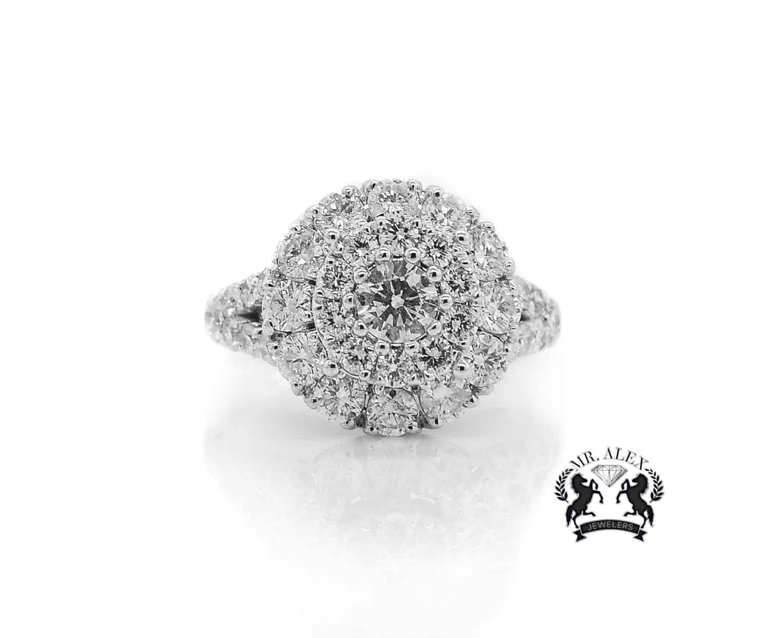 14K Two Circles Diamond Ring 2.91ct - Mr. Alex Jewelry