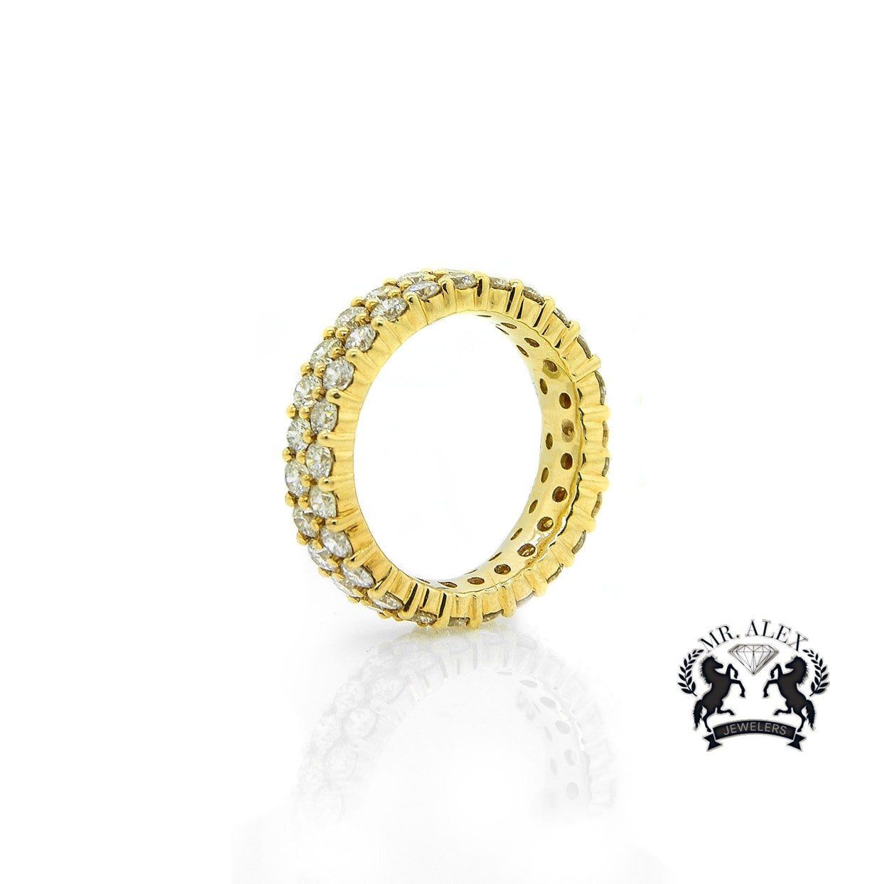 14K Two Row Diamond Ring 4.25ct - Mr. Alex Jewelry