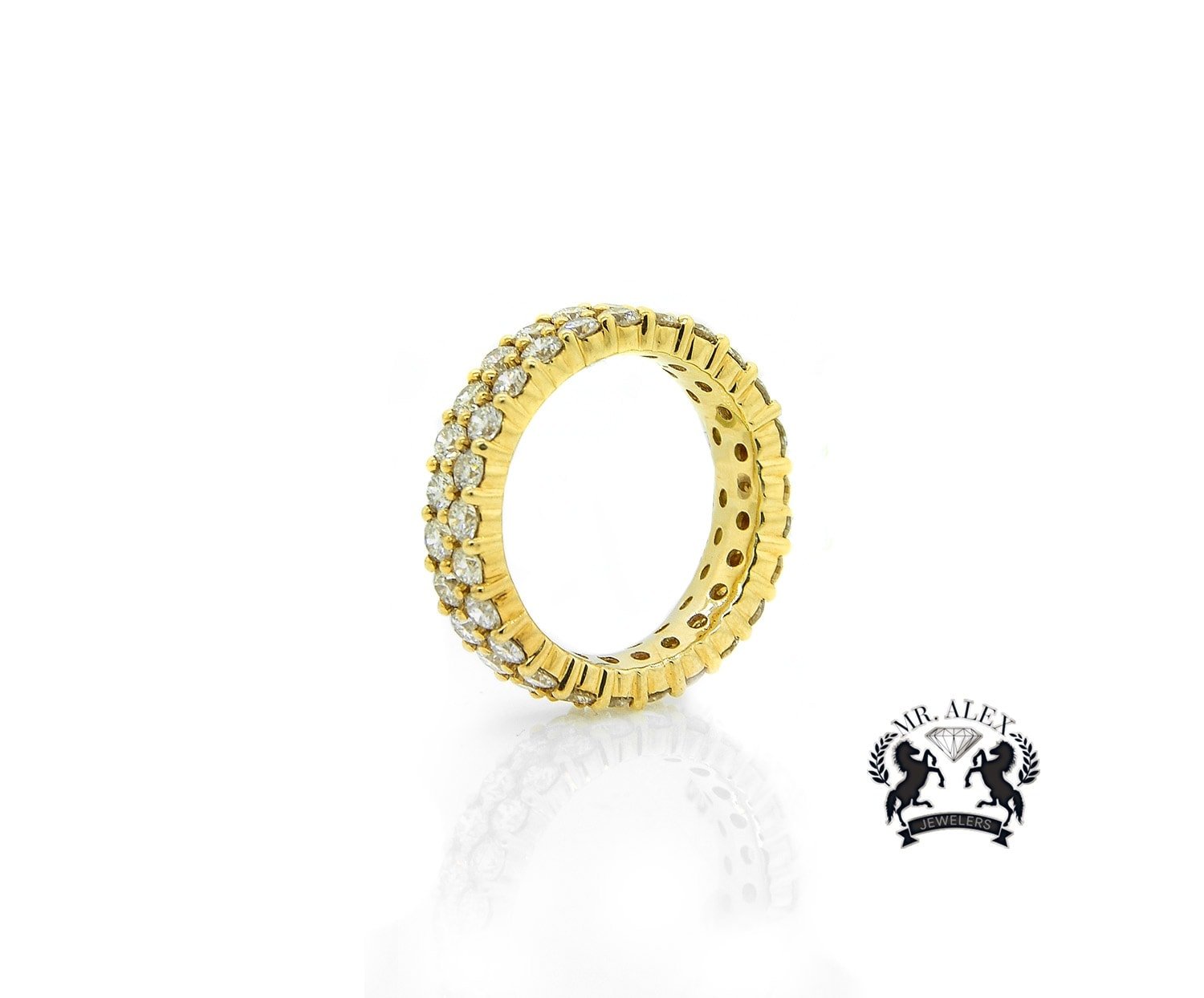 14K Two Row Diamond Ring 4.25ct - Mr. Alex Jewelry