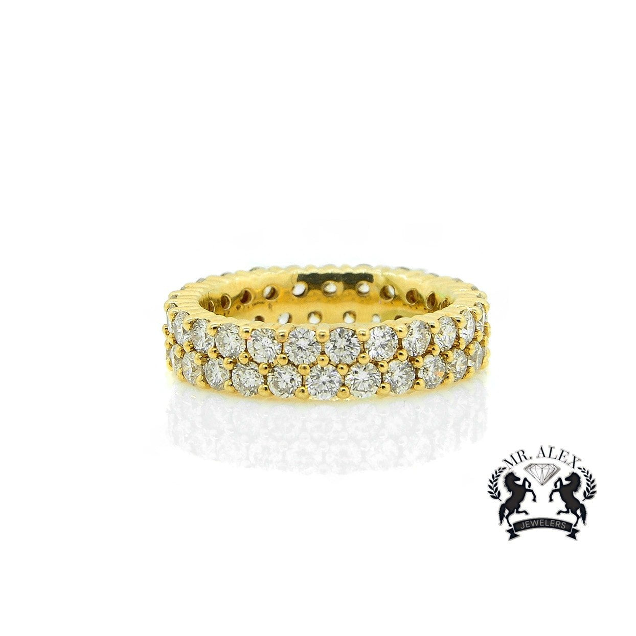 14K Two Row Diamond Ring 4.25ct - Mr. Alex Jewelry