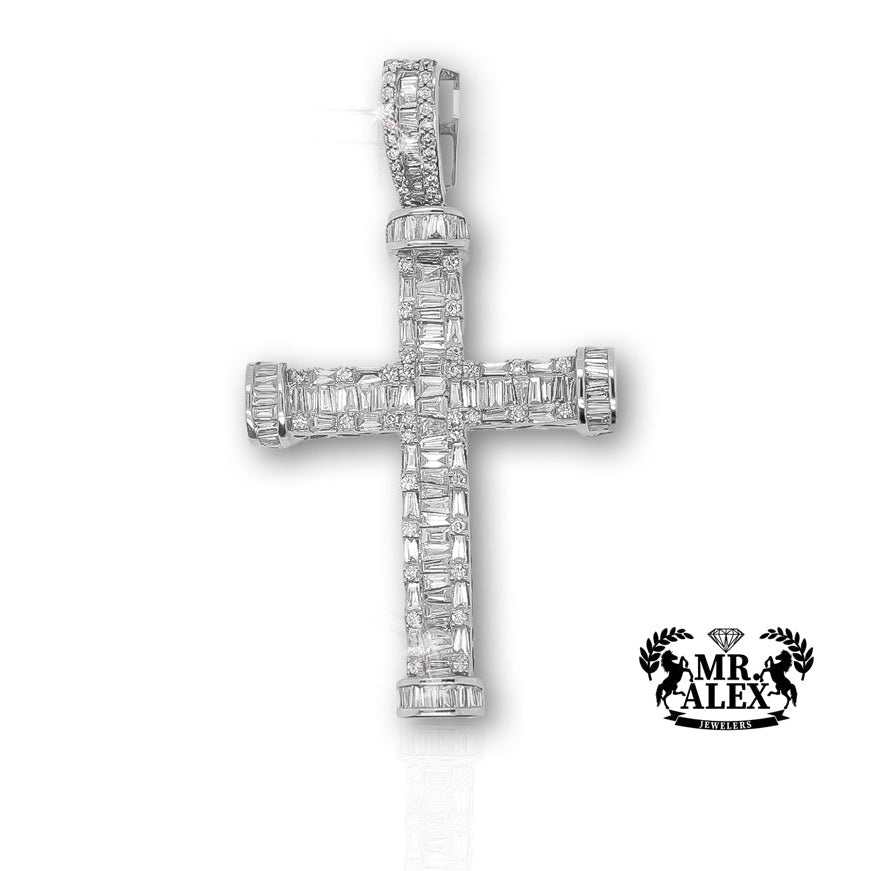 14k Vertical Elegance Diamond Cross Pendant 3.00ct - Mr. Alex Jewelry