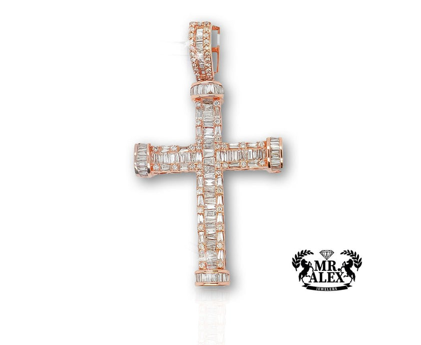 14k Vertical Elegance Diamond Cross Pendant 3.00ct - Mr. Alex Jewelry