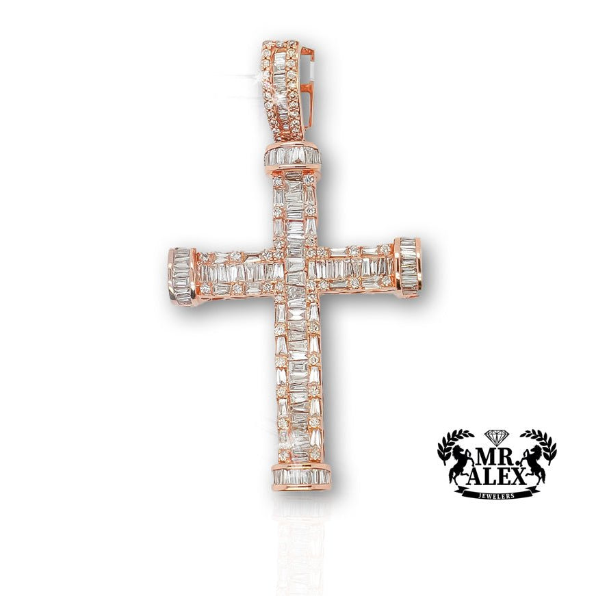 14k Vertical Elegance Diamond Cross Pendant 3.00ct - Mr. Alex Jewelry