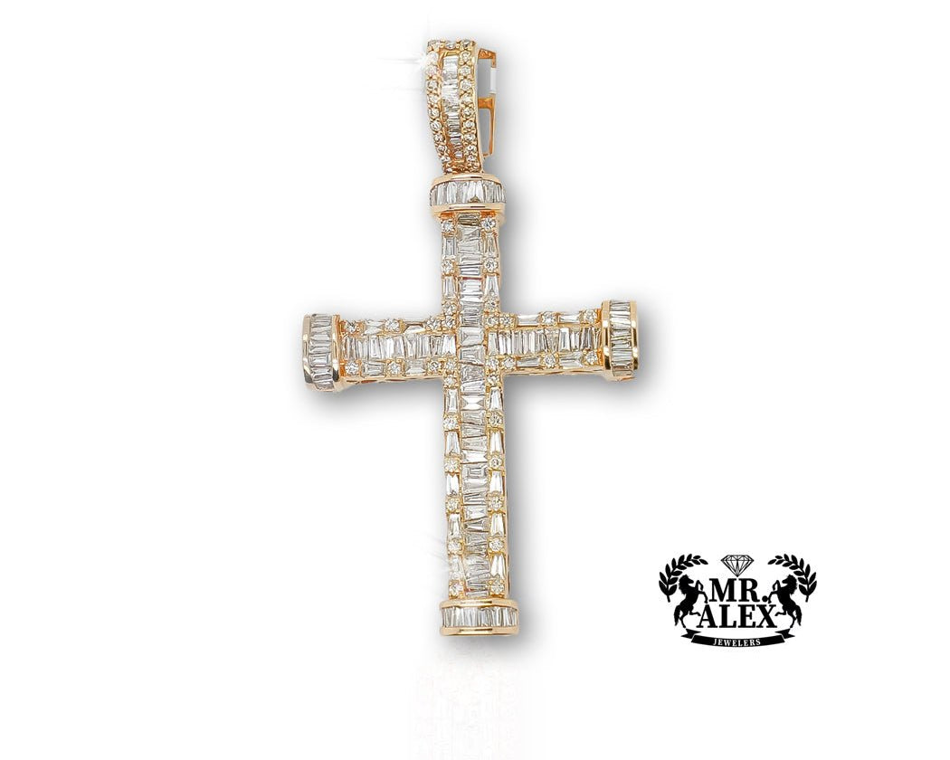14k Vertical Elegance Diamond Cross Pendant 3.00ct - Mr. Alex Jewelry