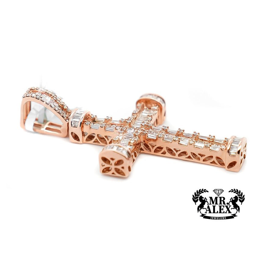 14k Vertical Elegance Diamond Cross Pendant 3.00ct - Mr. Alex Jewelry