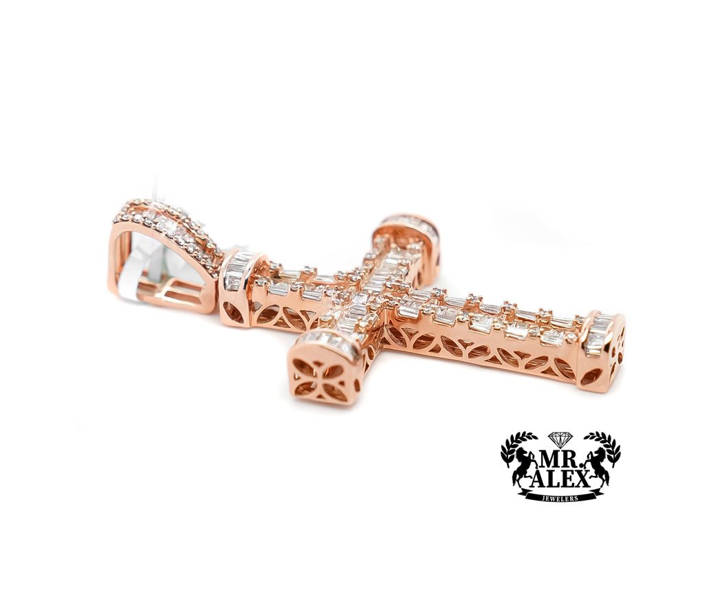 14k Vertical Elegance Diamond Cross Pendant 3.00ct - Mr. Alex Jewelry