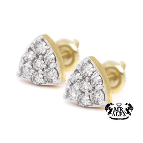 14K White Diamond Triangle Stud Earrings 1.00CT - Mr. Alex Jewelry