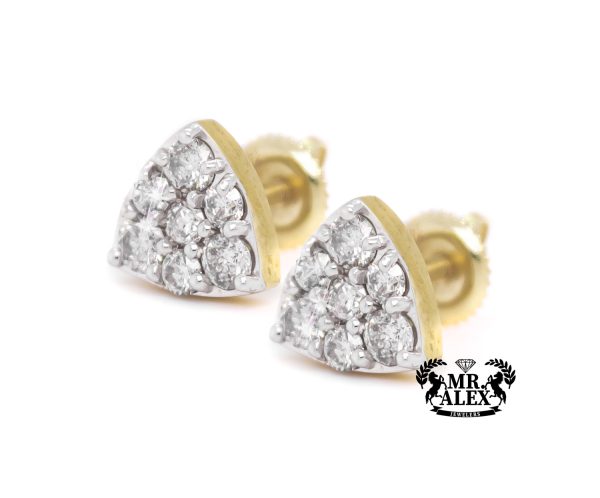 14K White Diamond Triangle Stud Earrings 1.00CT - Mr. Alex Jewelry