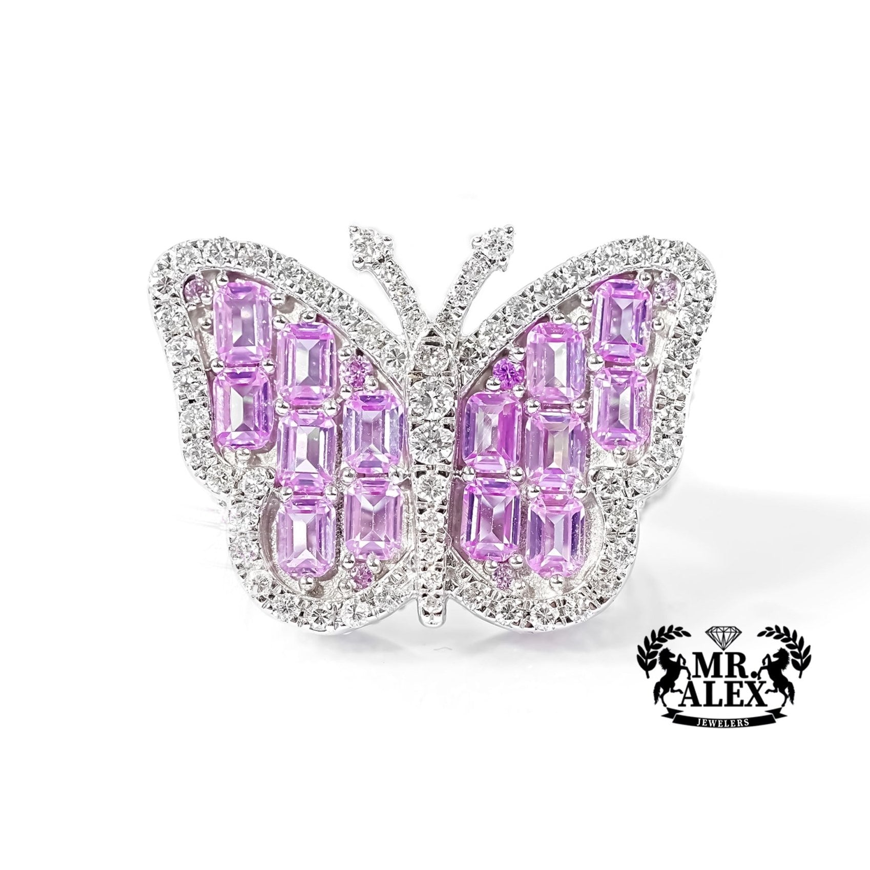 14k White Gold Butterfly Embrace Ring 3.50ct - Mr. Alex Jewelry