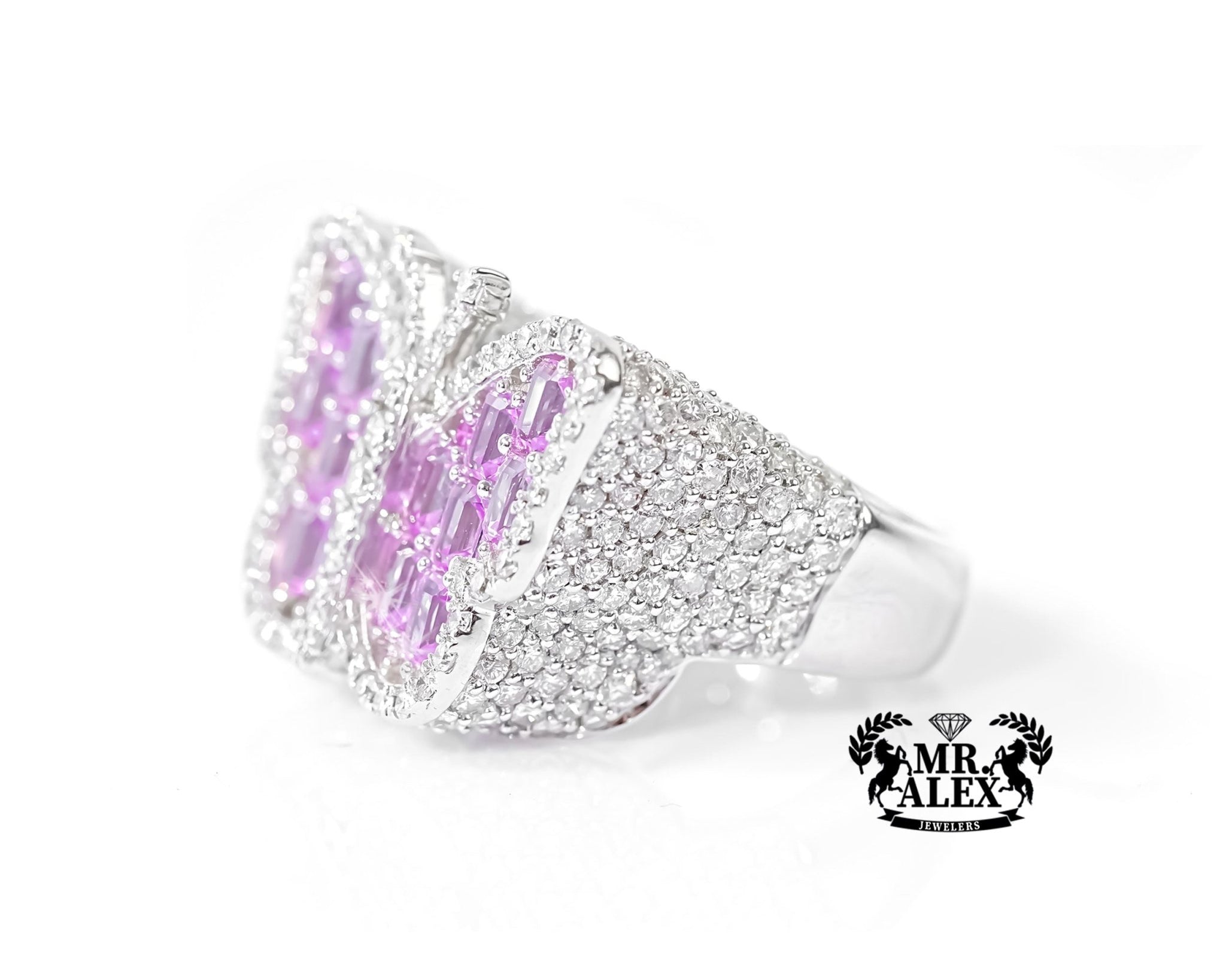 14k White Gold Butterfly Embrace Ring 3.50ct - Mr. Alex Jewelry