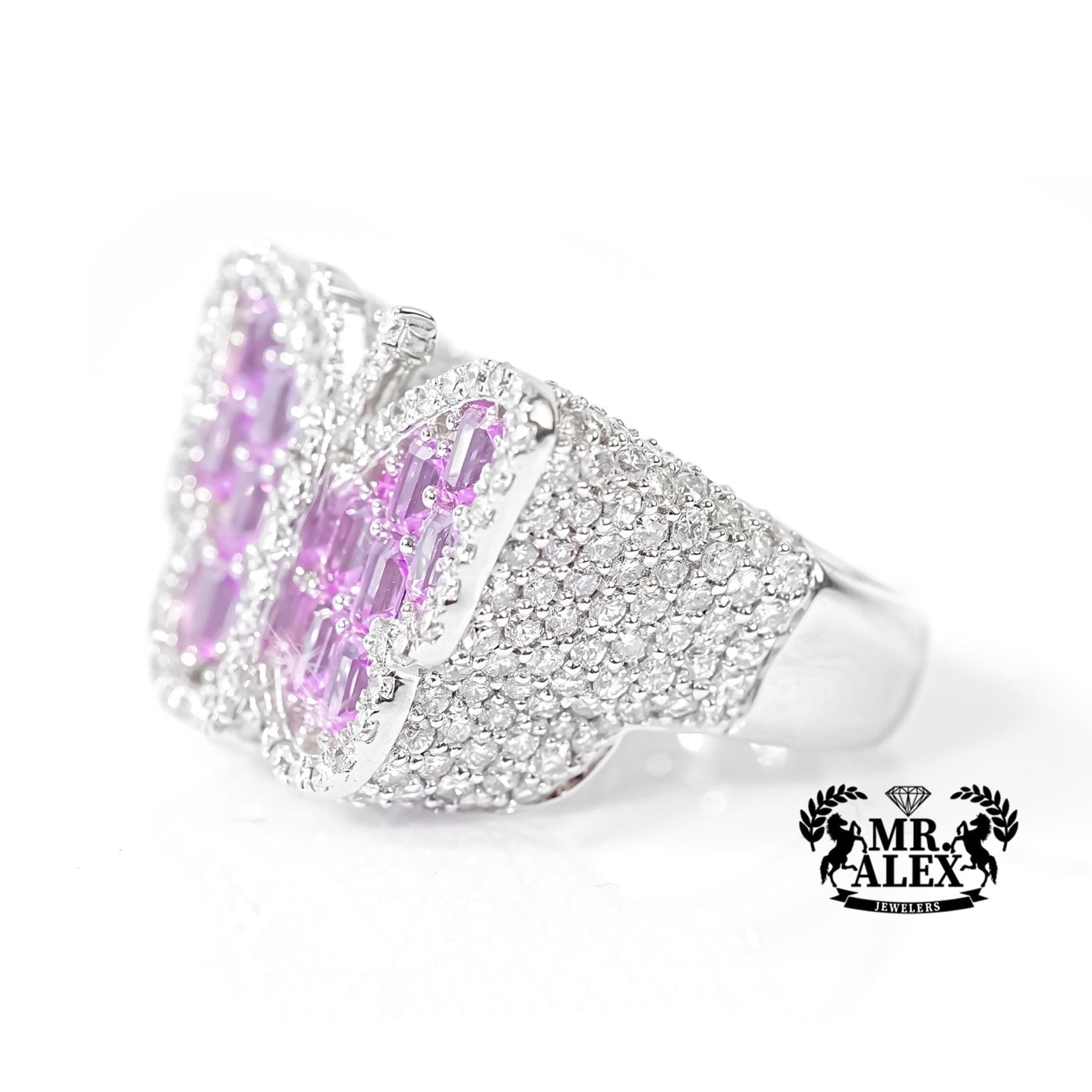 14k White Gold Butterfly Embrace Ring 3.50ct - Mr. Alex Jewelry
