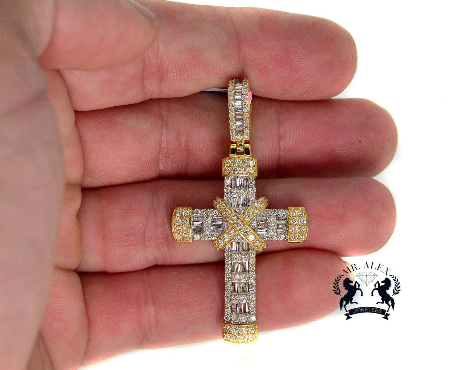 Cross Diamond Pendant 10K Yellow Gold 2.00ct - Mr. Alex Jewelry
