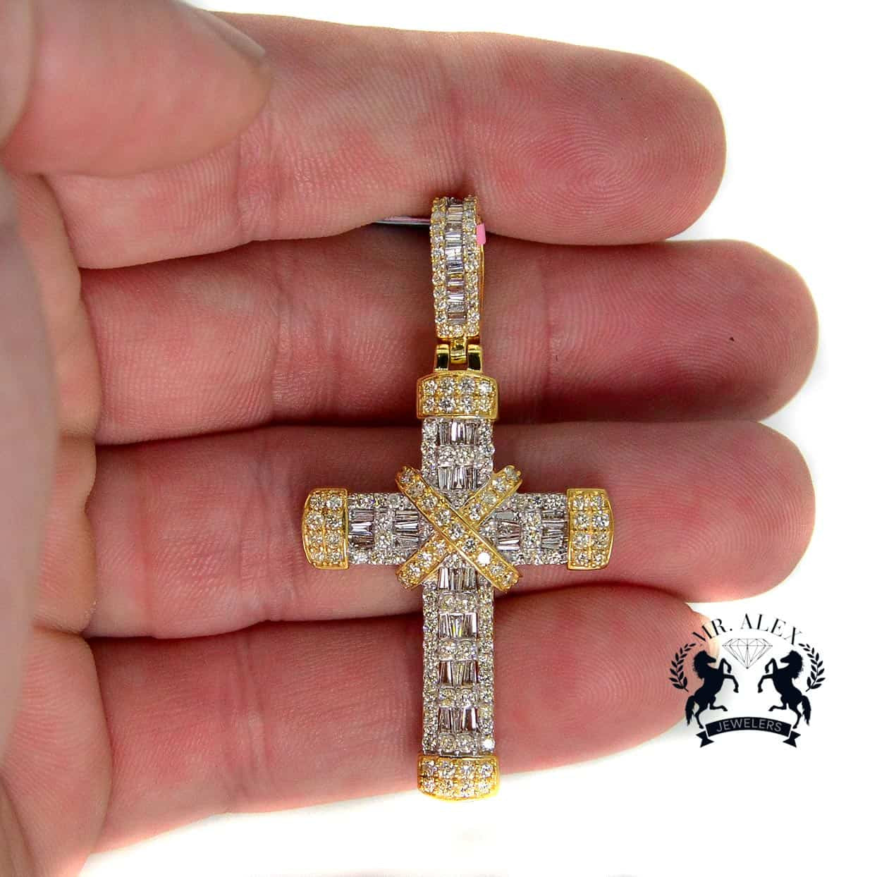 Cross Diamond Pendant 10K Yellow Gold 2.00ct - Mr. Alex Jewelry