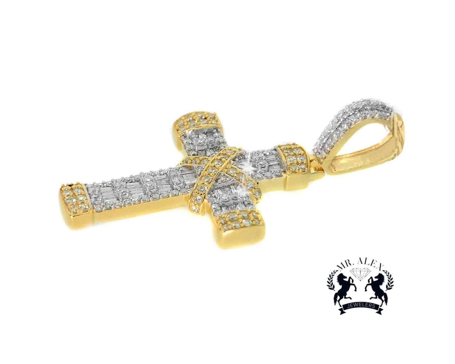 Cross Diamond Pendant 10K Yellow Gold 2.00ct - Mr. Alex Jewelry