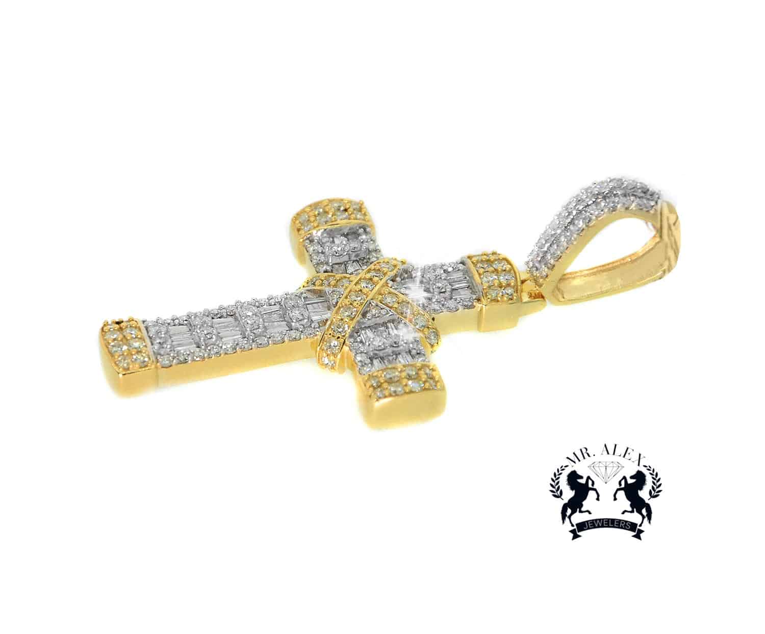 Cross Diamond Pendant 10K Yellow Gold 2.00ct - Mr. Alex Jewelry