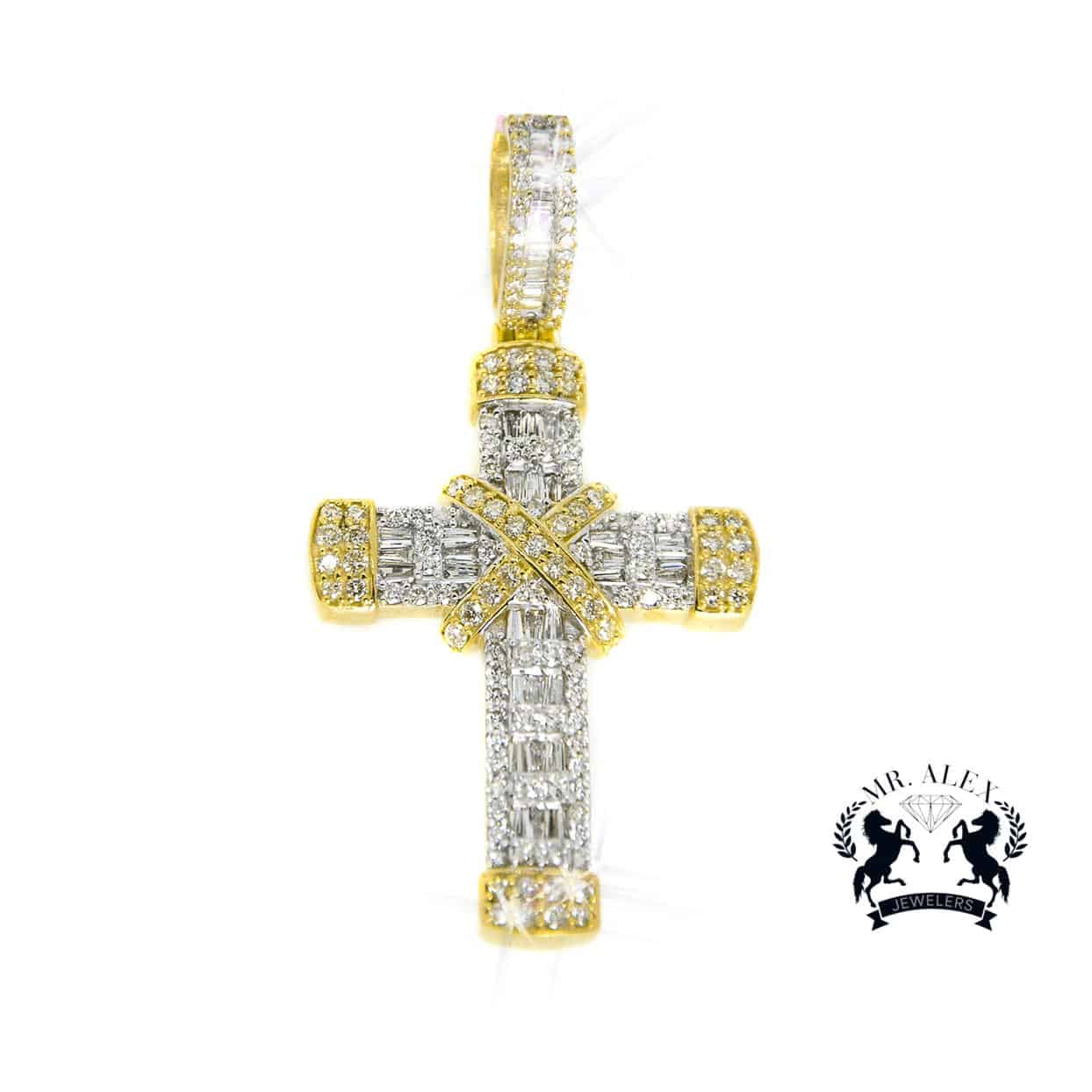 Cross Diamond Pendant 10K Yellow Gold 2.00ct - Mr. Alex Jewelry